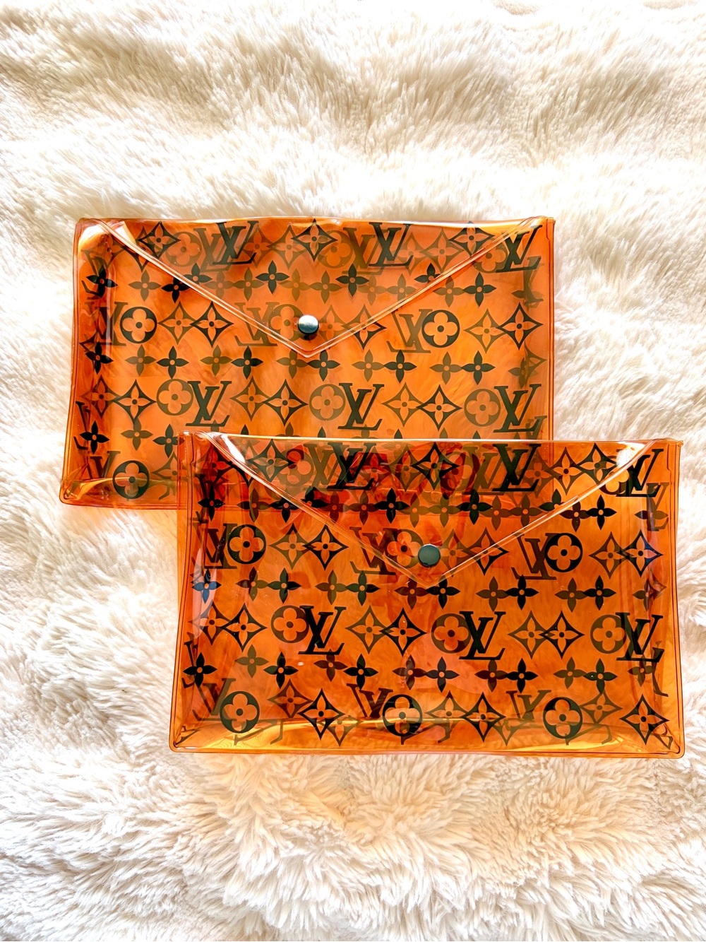 Louis Vuitton Orange Monogram Transparent Envelope Pouch Duo